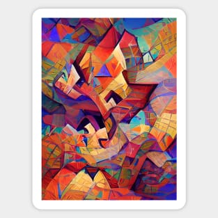 Colorful Distorted Squares Sticker